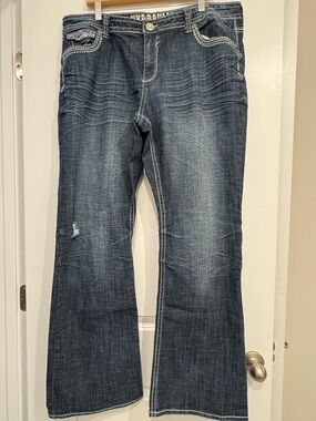 Hydraulic Women's Dark Blue Flared Jeans with Contrast Stitching